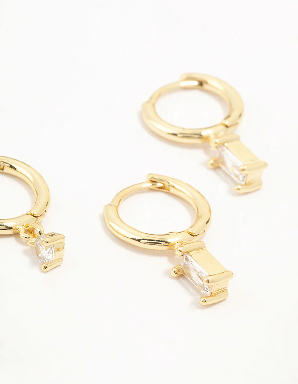 Gold Plated Brass Cubic Zirconia Hoop Earrings 4-Pack - Image 3