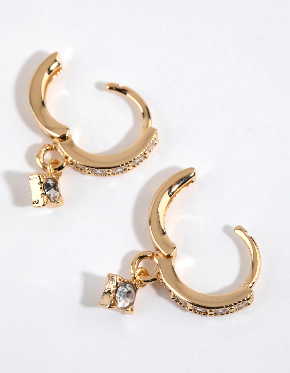 Gold Plated Dainty Drop Huggie Earrings - Image 2