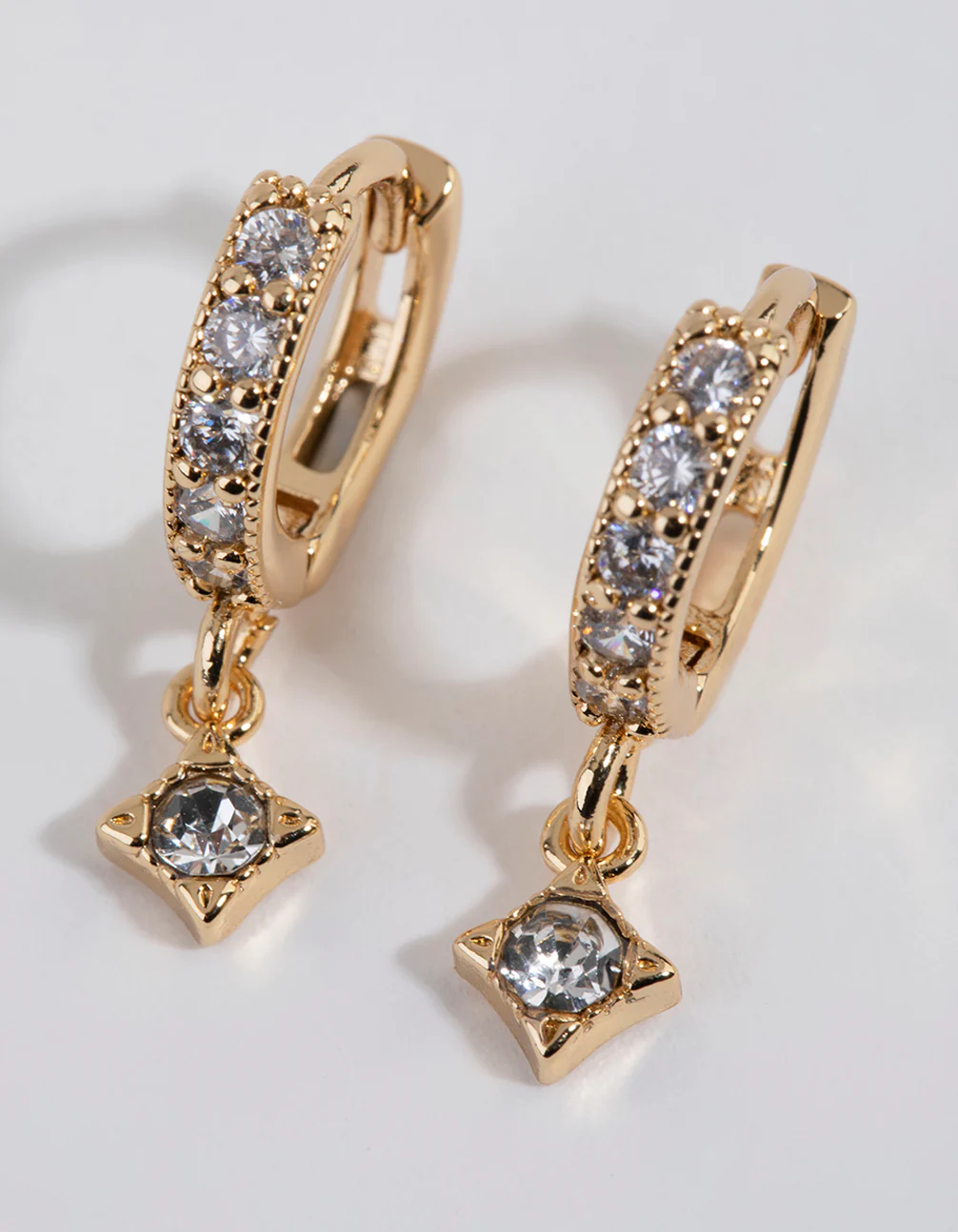 Gold Plated Dainty Drop Huggie Earrings - Image 3