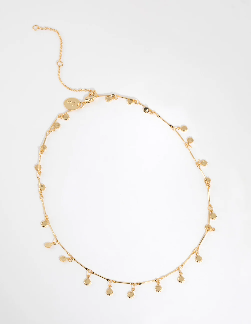 Gold Plated Disc Drop Necklace - Image 2