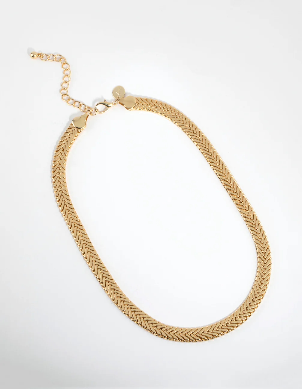 Gold Plated Flat Scaled Chain Necklace - Image 2