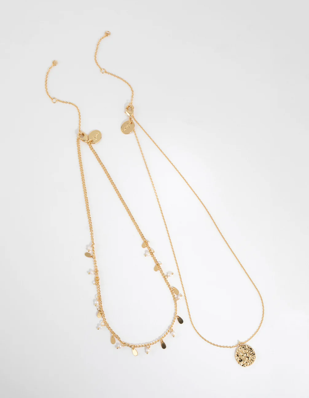 Gold Plated Freshwater Pearl & Molten Necklace Set - Image 2