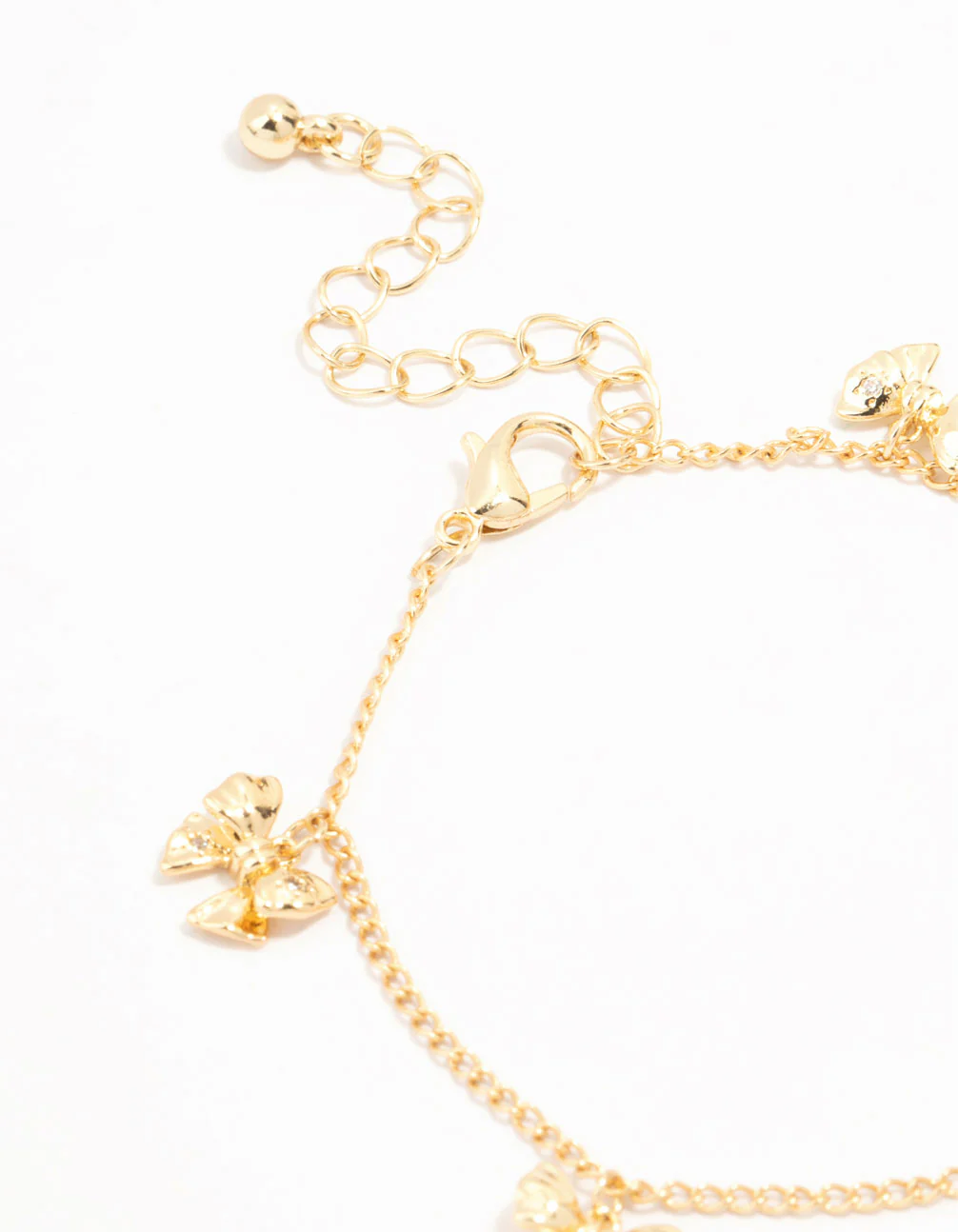 Gold Plated Brass Mini Bow Station Bracelet - Image 3