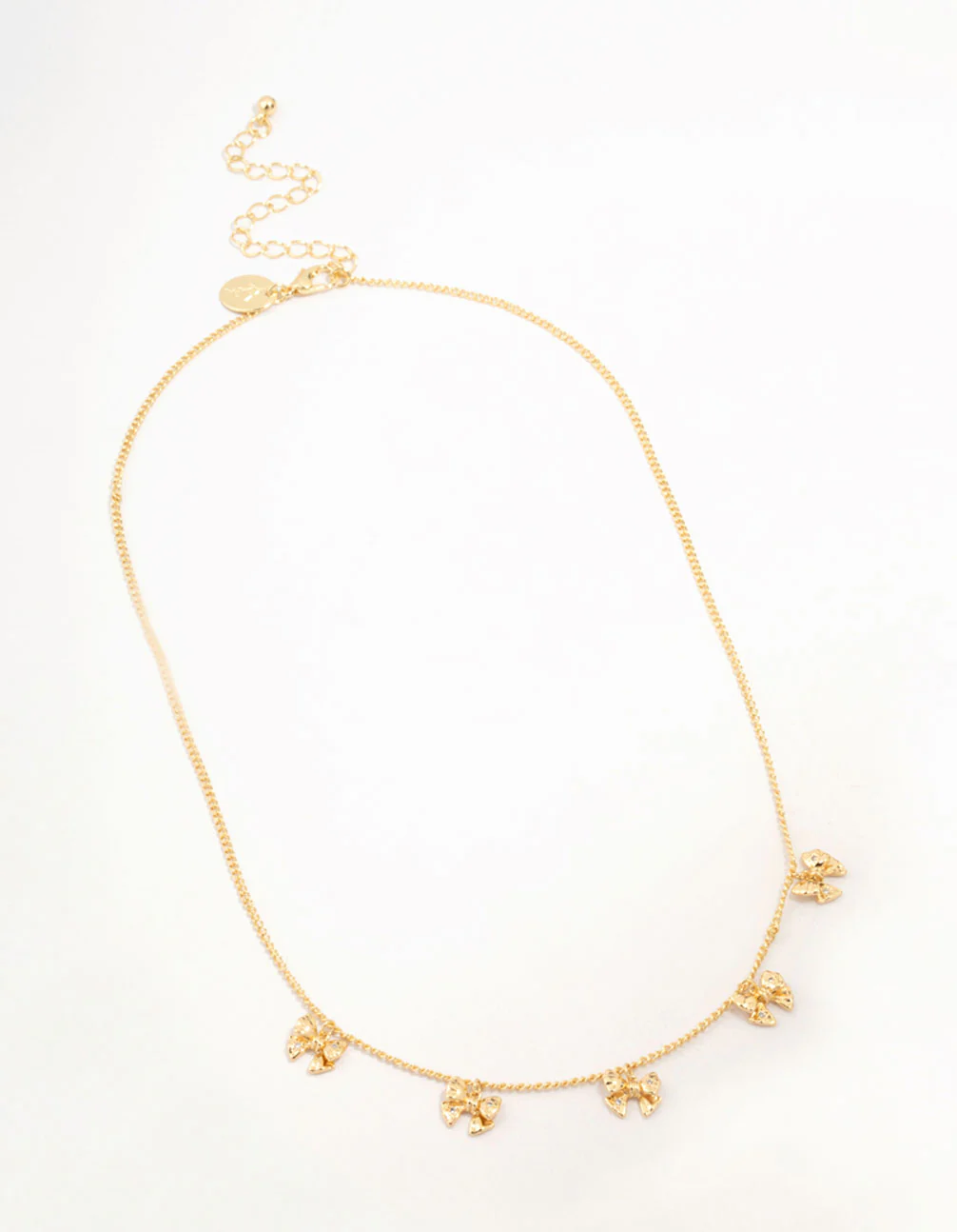 Gold Plated Mini Bows Station Necklace - Image 2