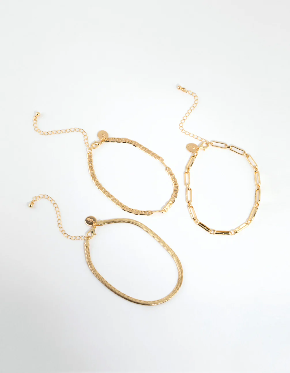 Gold Plated Mixed Chain Anklet Pack