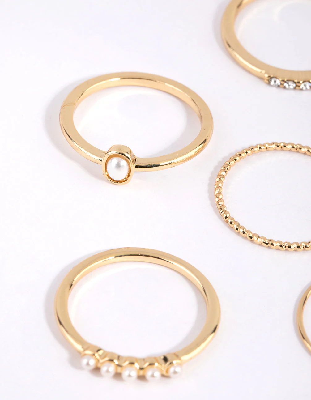 Gold Plated Freshwater Pearl Textured Ring Pack - Image 2