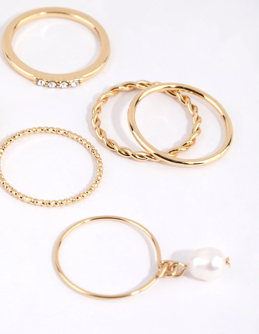 Gold Plated Freshwater Pearl Textured Ring Pack - Image 3