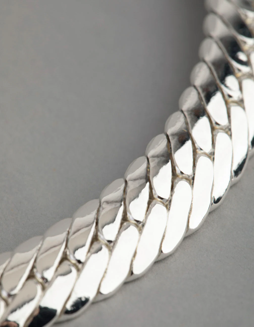 Silver Plated Brass Flat Curb Chain Necklace - Image 3