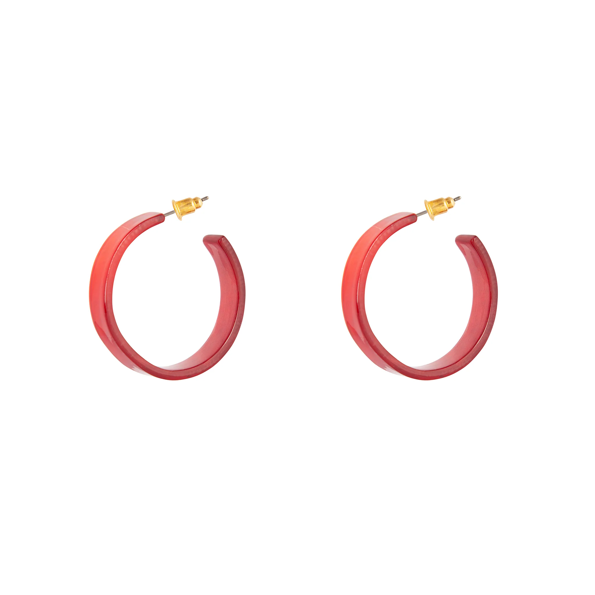 Red Clear Acrylic Swirl Hoop Earrings - Image 3