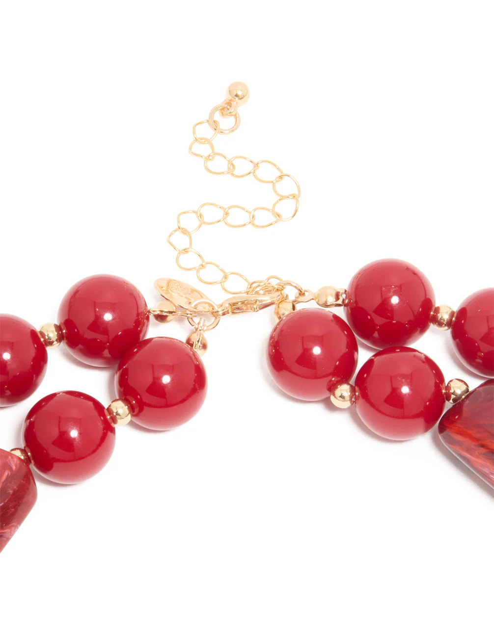 Red Acrylic Beaded Layered Necklace - Image 3