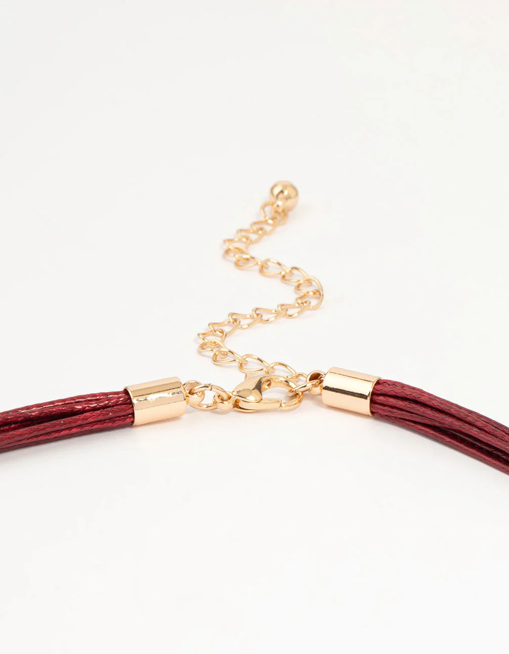 Red Acrylic Puffy Heart Metallic Cord Necklace - Image 5