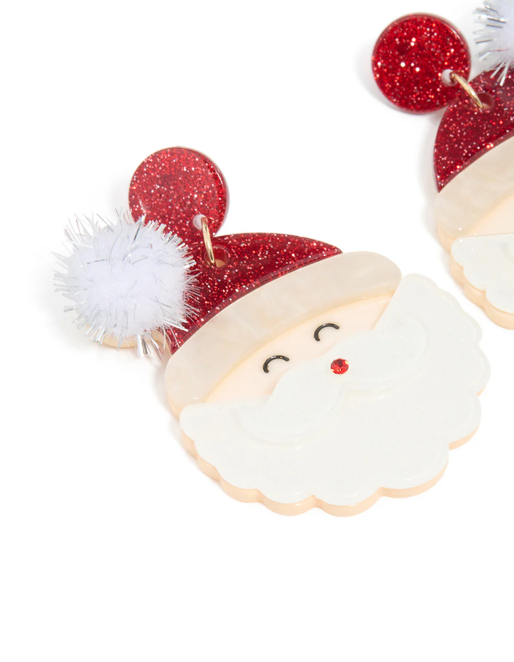 Red Acrylic Santa Head Earrings - Image 2