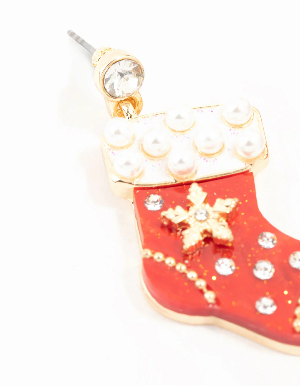 Red Acrylic Stocking Drop Earrings - Image 2