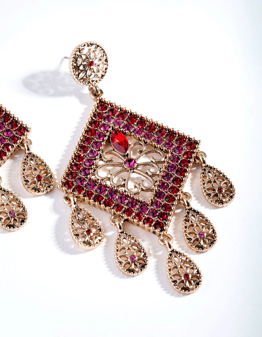 Red Statement Earrings - Image 2