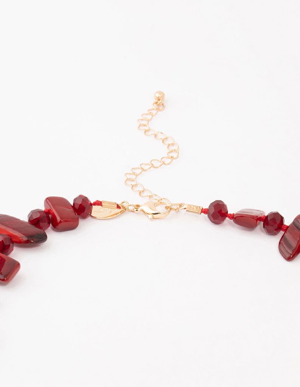 Red Genuine Shell Bead Layered Necklace - Image 3