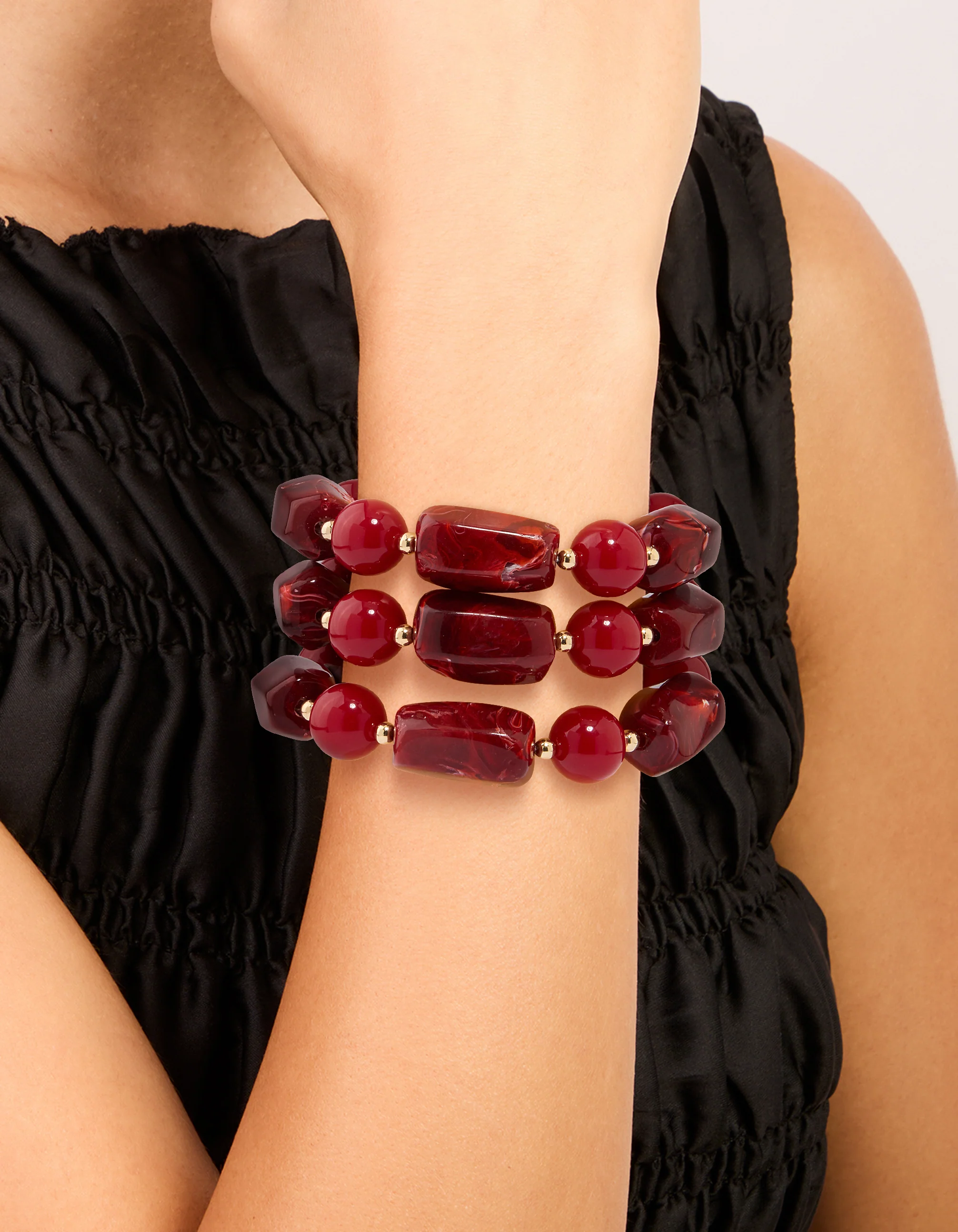 Red Beaded Long Bracelet - Image 2