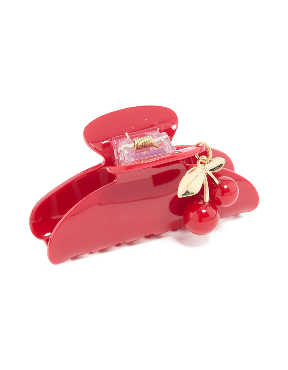 Red Cherry Charm Hair Claw Clip - Image 2