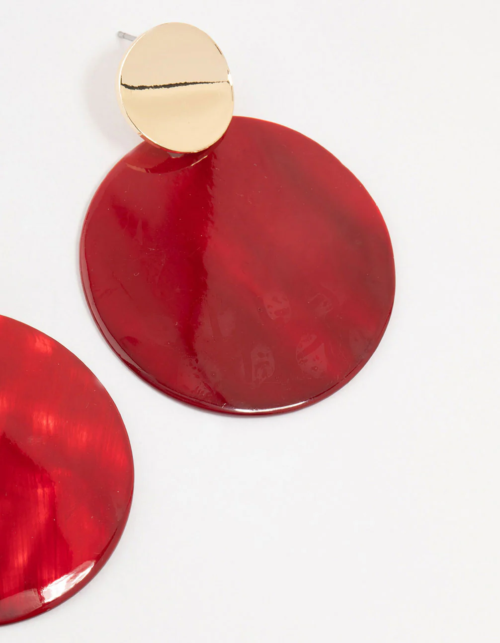 Red Genuine Shell Circle Drop Earrings - Image 3