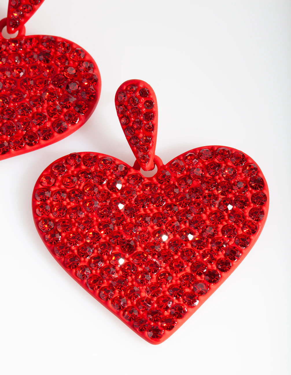 Red Diamante Statement Heart Earring - Image 4