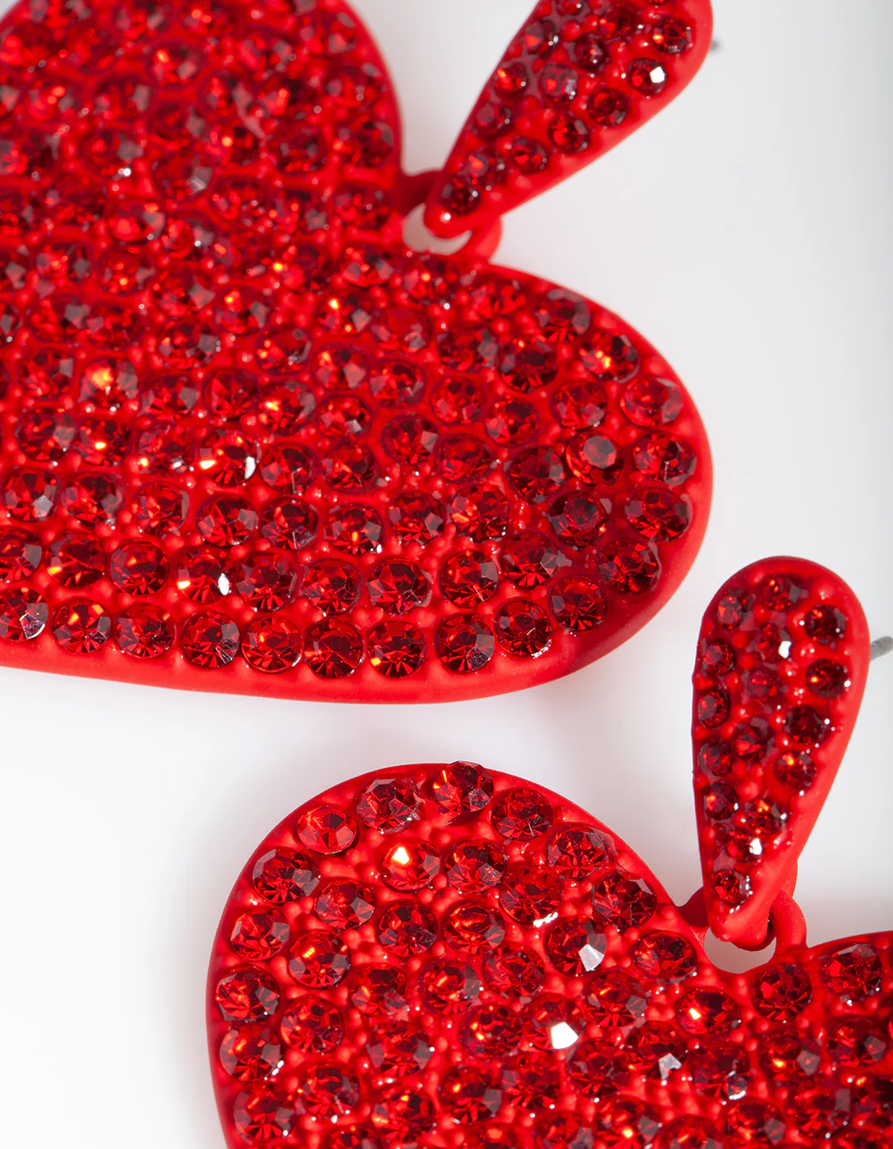 Red Diamante Statement Heart Earring - Image 5