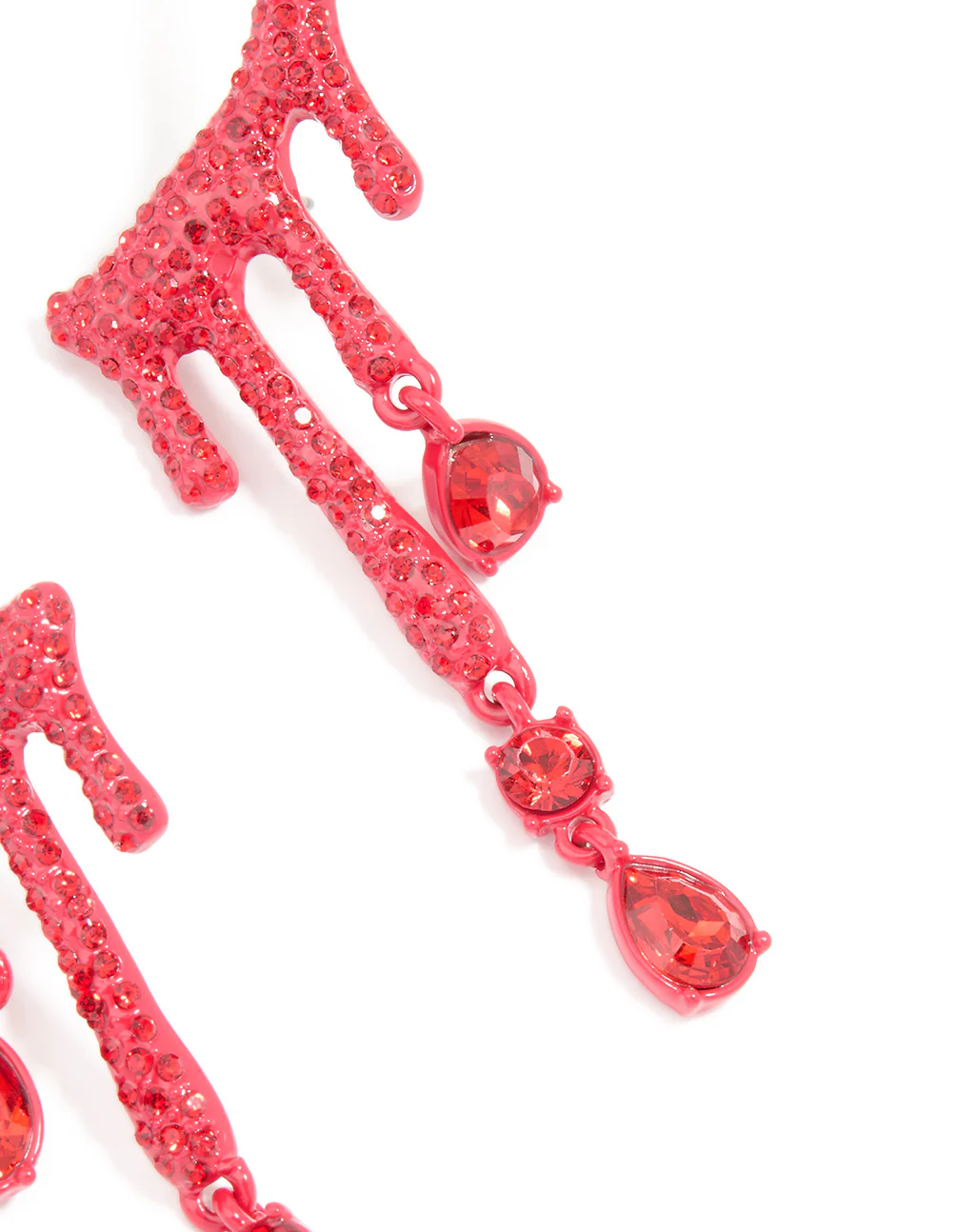Red Coated Metal Blood Droplet Drop Earrings - Image 3