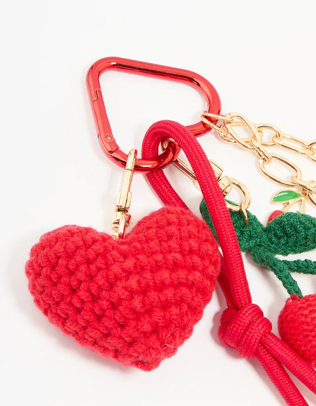 Red Crochet Fruit Fabric Key Chain - Image 2