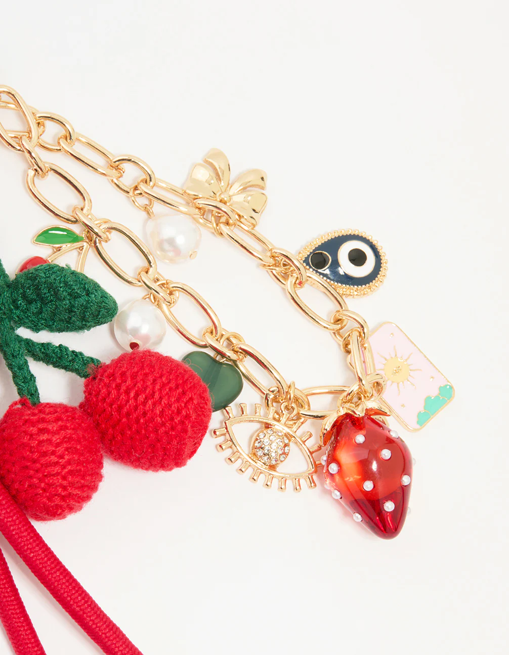 Red Crochet Fruit Fabric Key Chain - Image 3