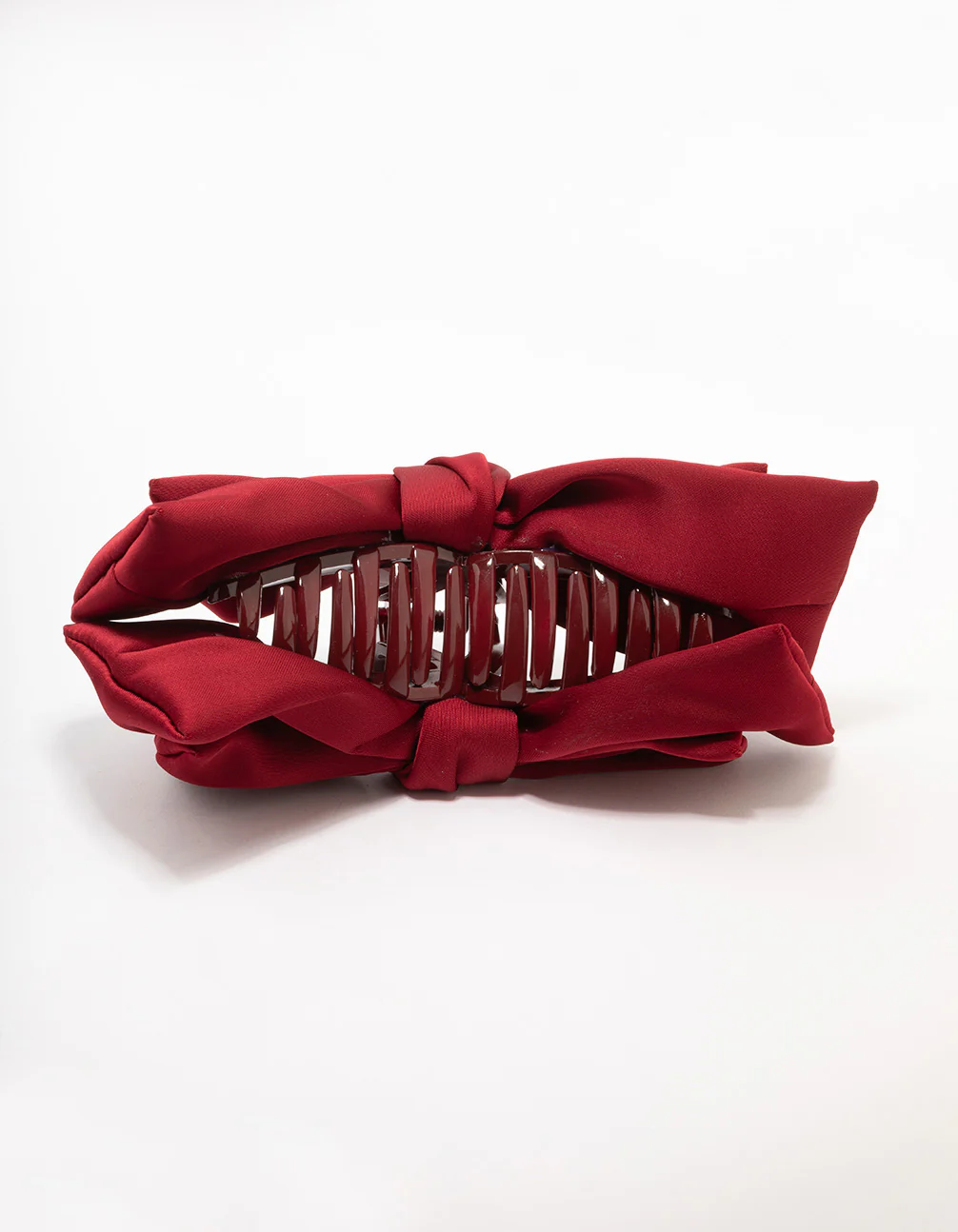 Red Fabric Large Bow Hair Claw Clip - Image 2