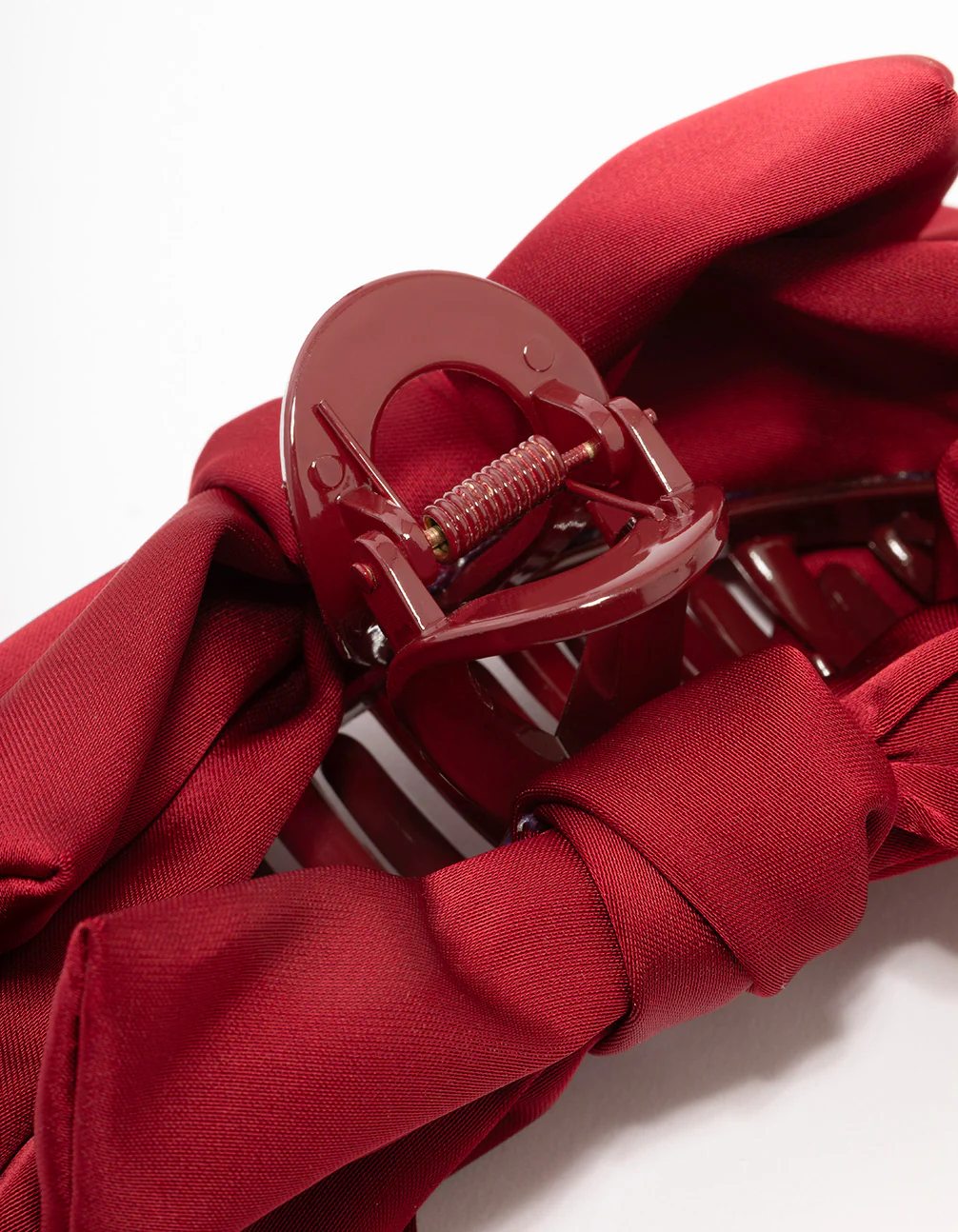 Red Fabric Large Bow Hair Claw Clip - Image 3