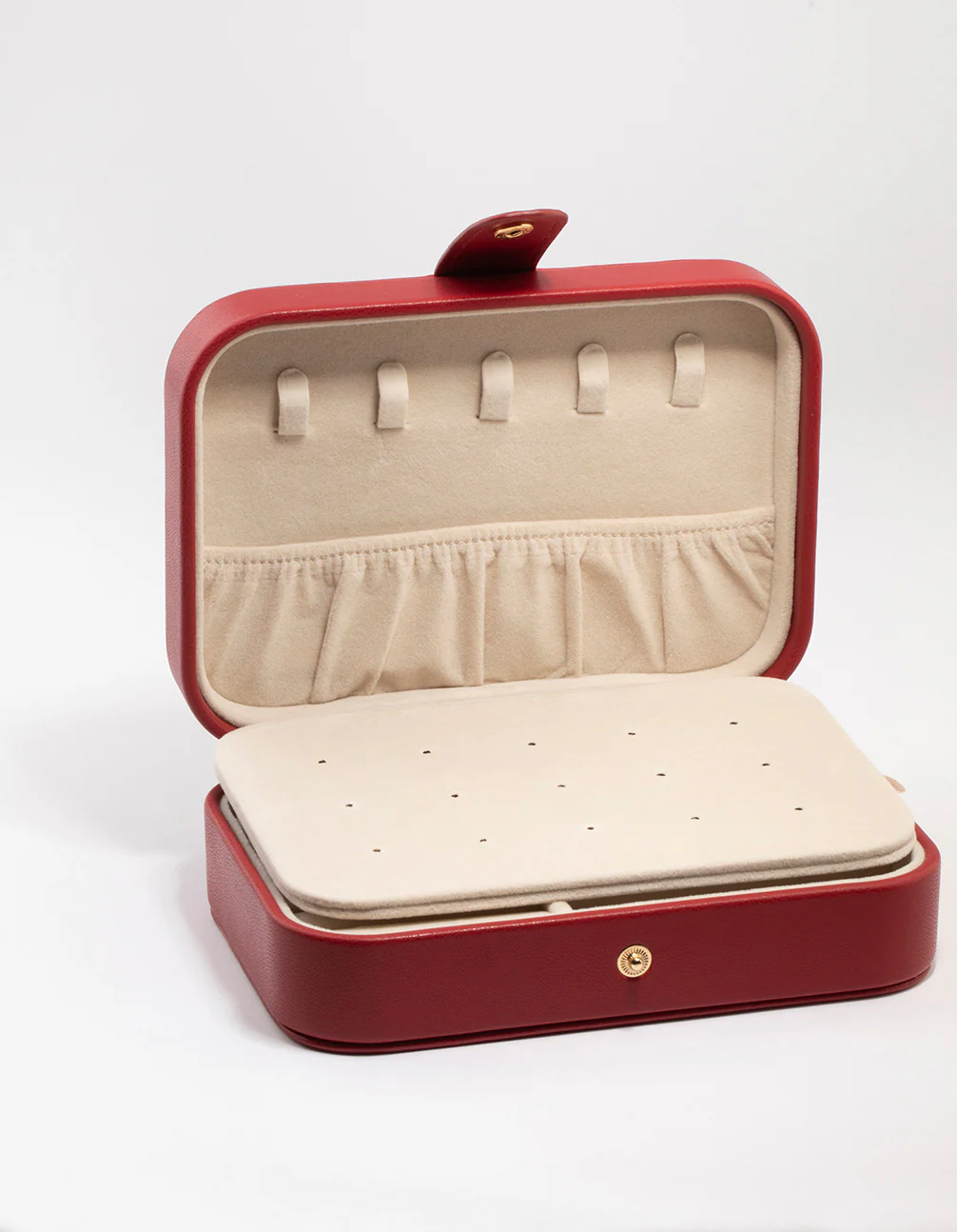 Red Faux Leather  Rectangular Jewellery Case - Image 2