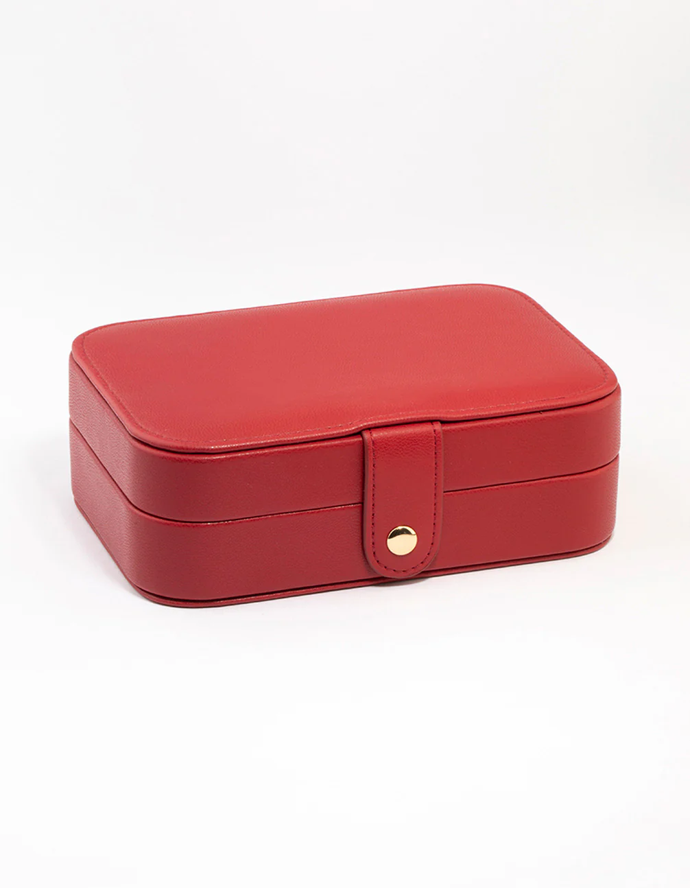 Red Faux Leather  Rectangular Jewellery Case - Image 3