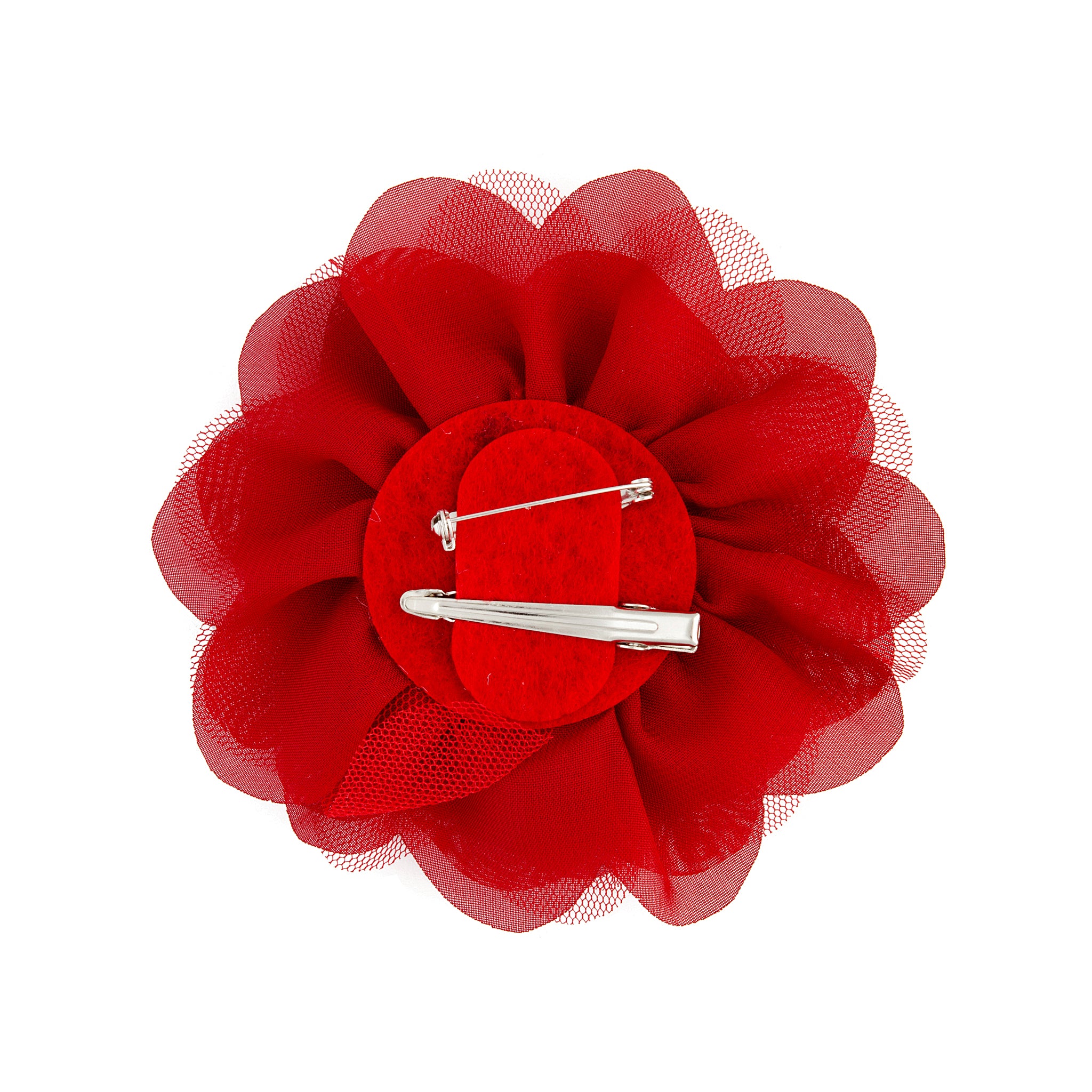 Deep Red Mesh Flower Clip - Image 2