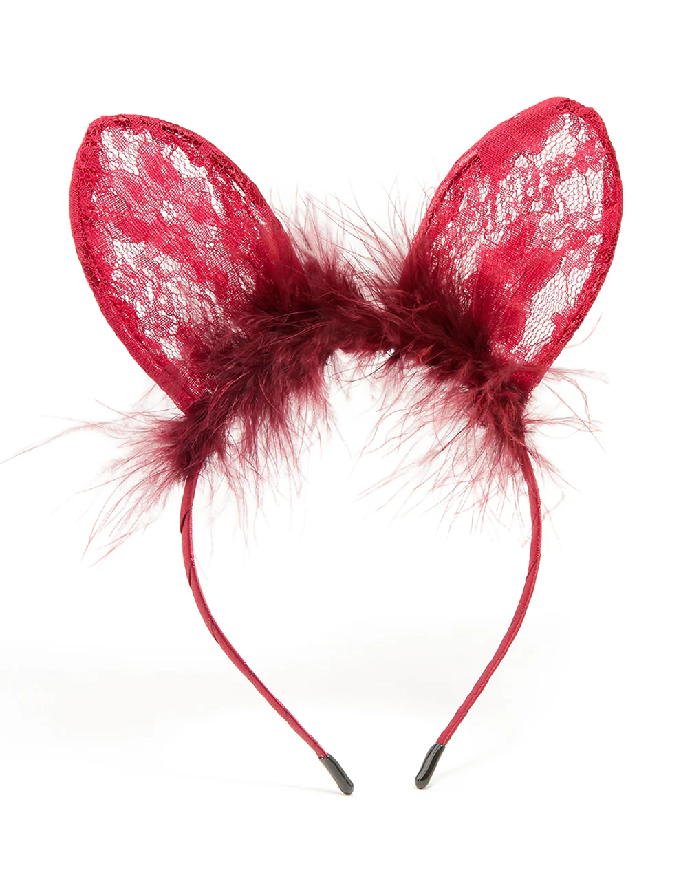 Red Lacy Fluffy Fabric Bunny Headband