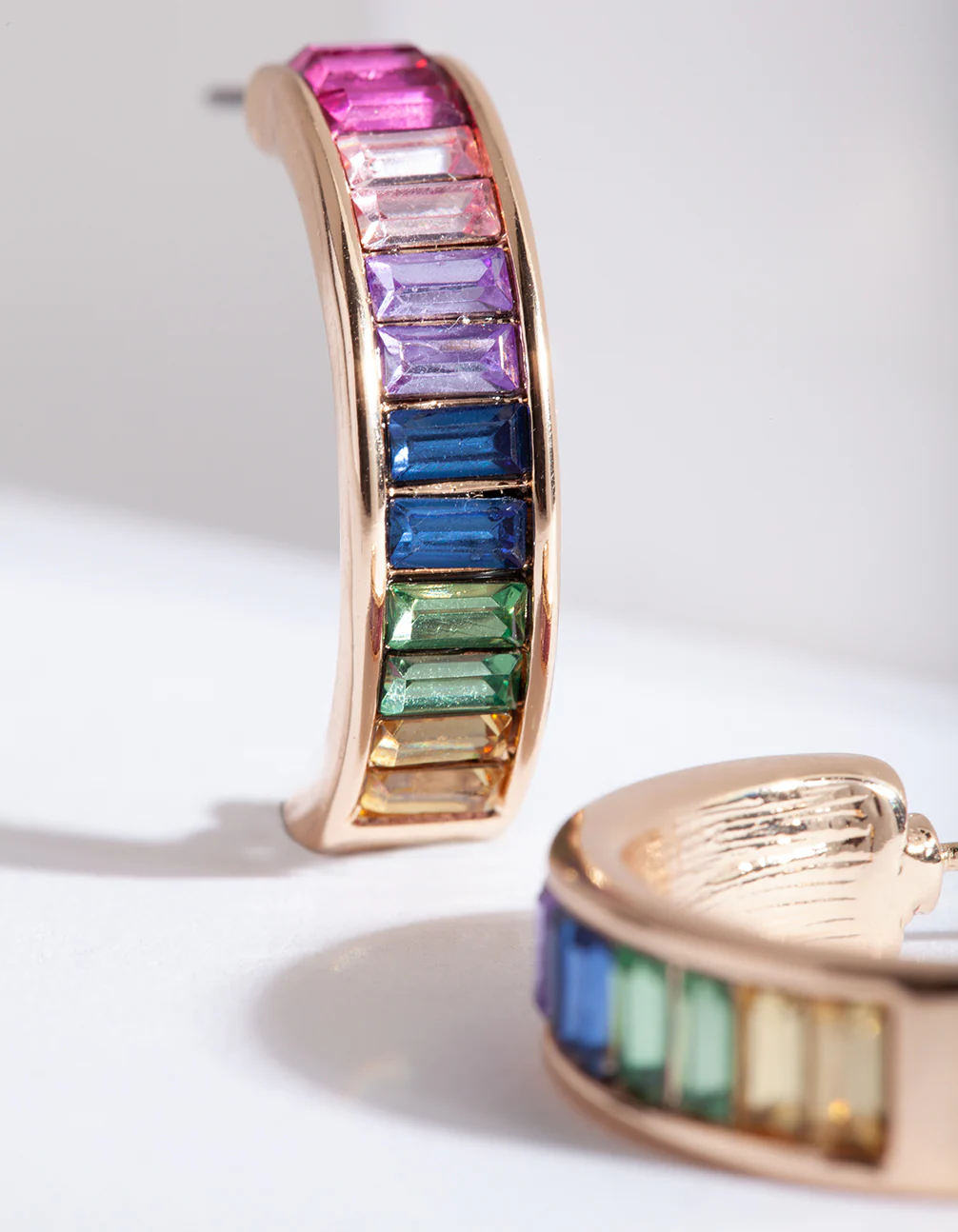 Gold Rainbow Gem Hoop Earrings - Image 3