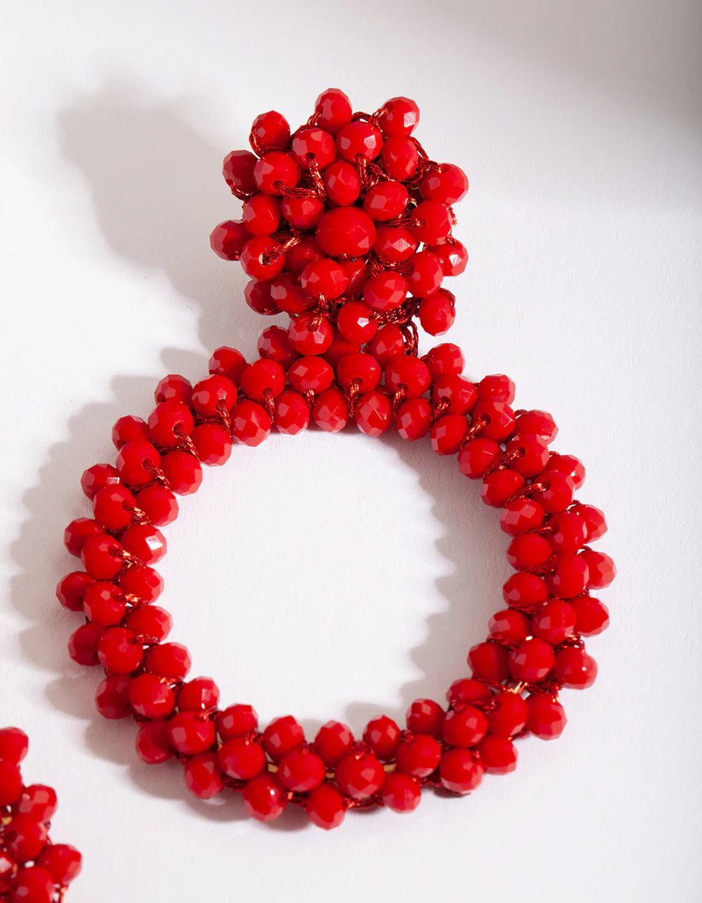 Red Cluster Bead Earrings - Image 4