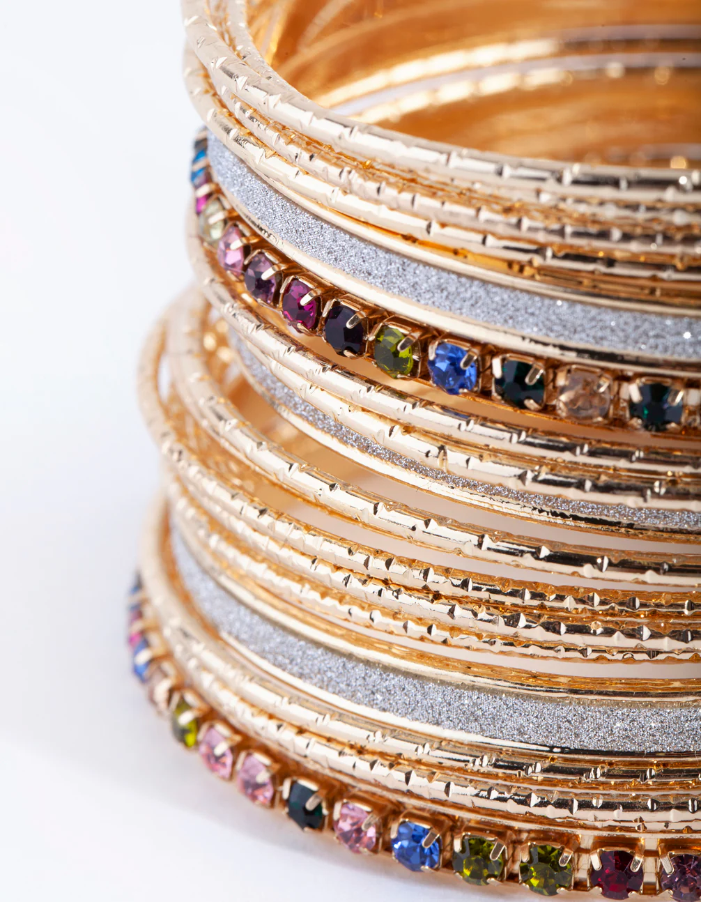 Gold Multi Stone Cupchain & Glitter Bangle 20-Pack - Image 3