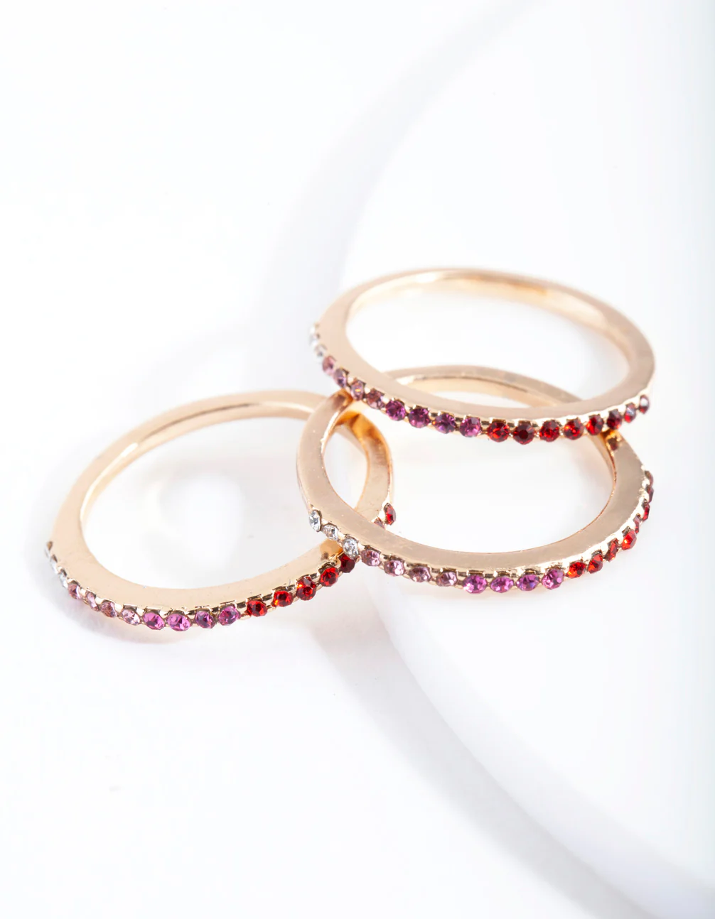 Tones of Red Ombre Diamante Ring Pack - Image 2