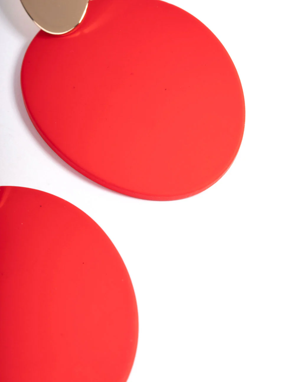 Red Oval Disc Drop Earrings - Image 3