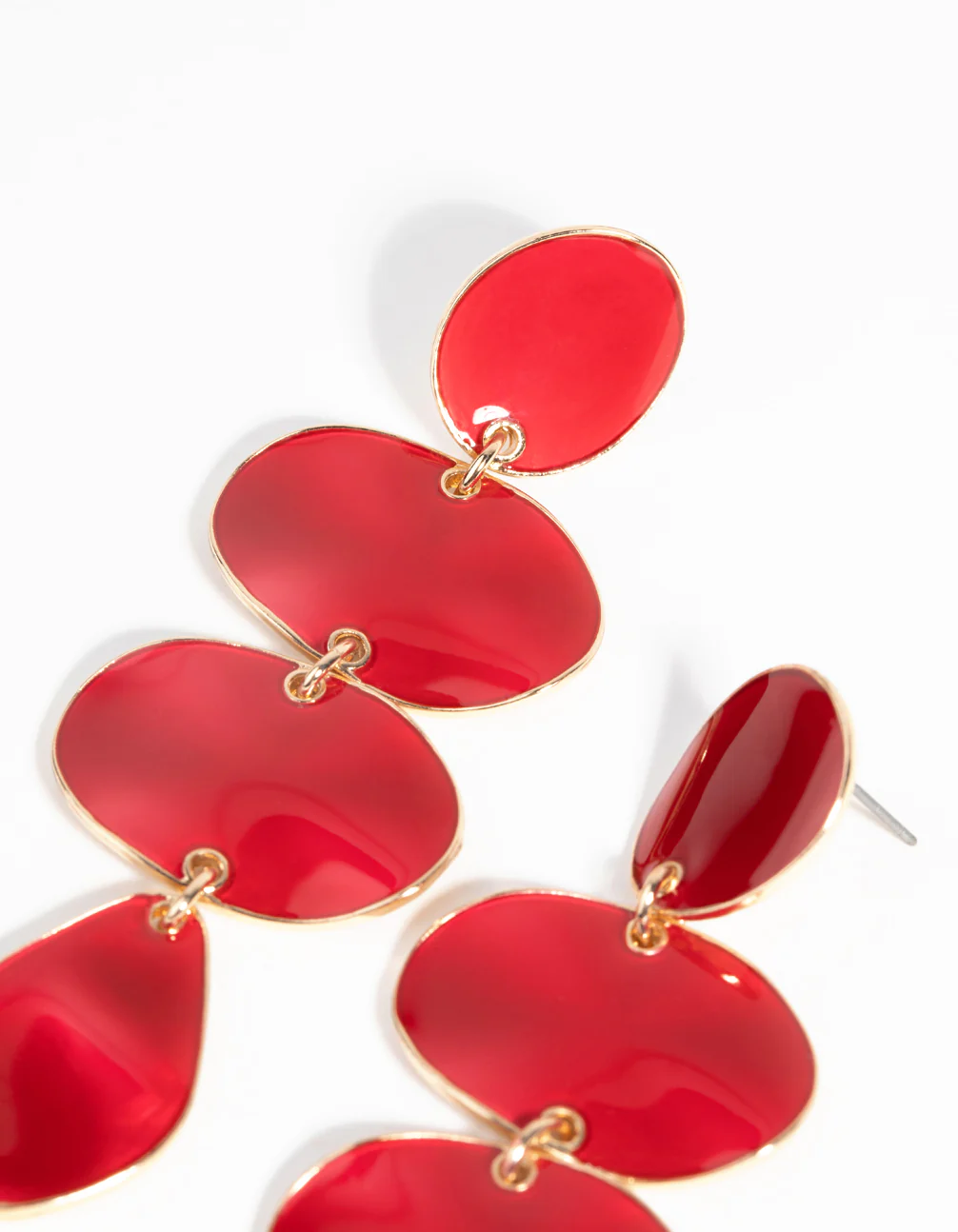 Gold Irregular Disc Drop Earrings - Image 2