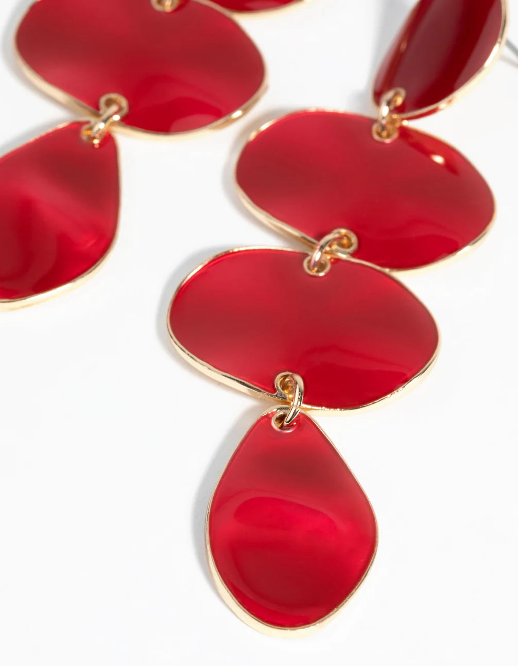 Gold Irregular Disc Drop Earrings - Image 3