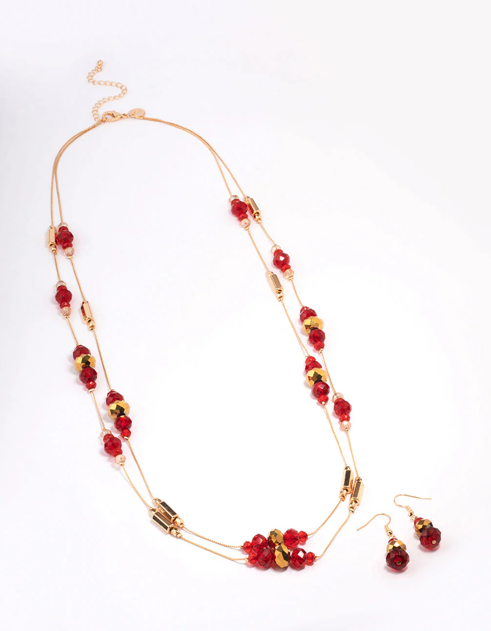 Red Multi Beaded Long Jewellery Set - Image 2
