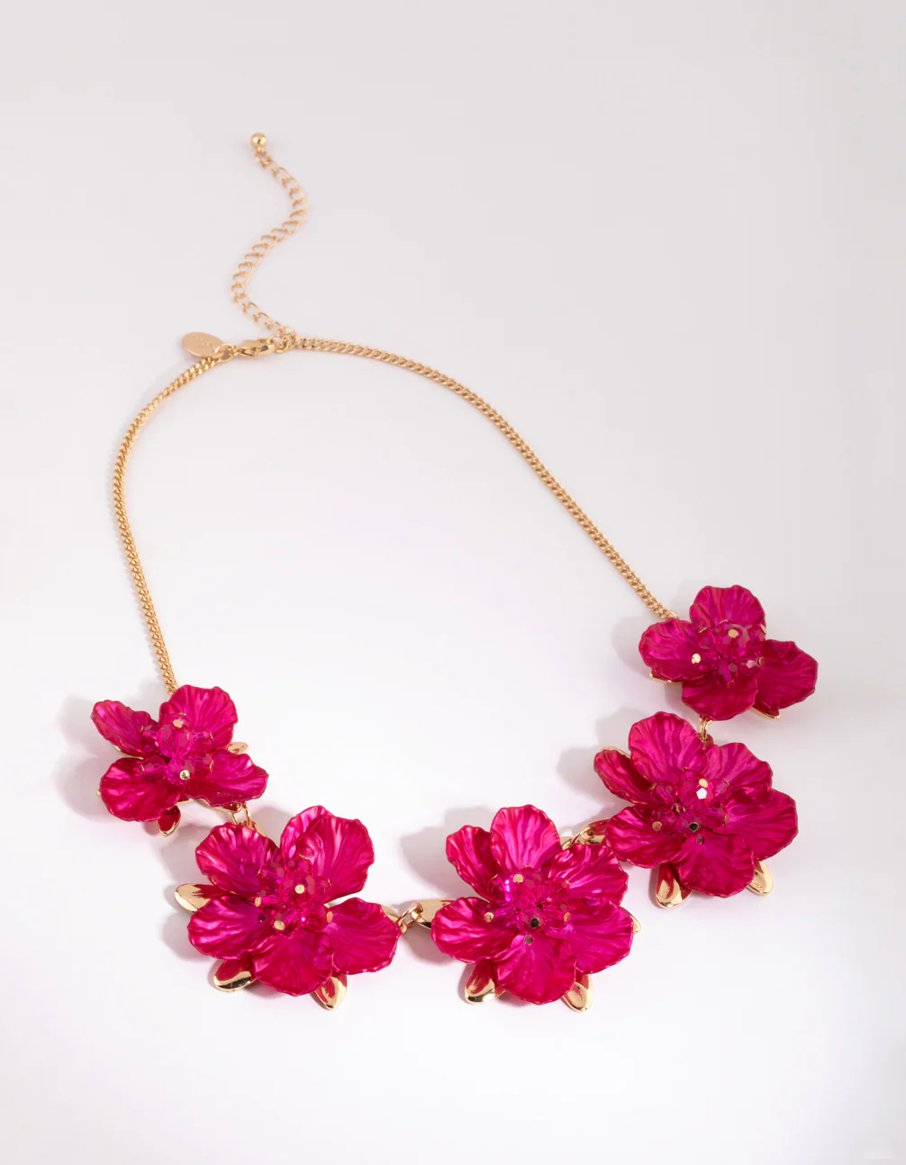 Fuchsia Pearlised Flower Necklace - Image 3