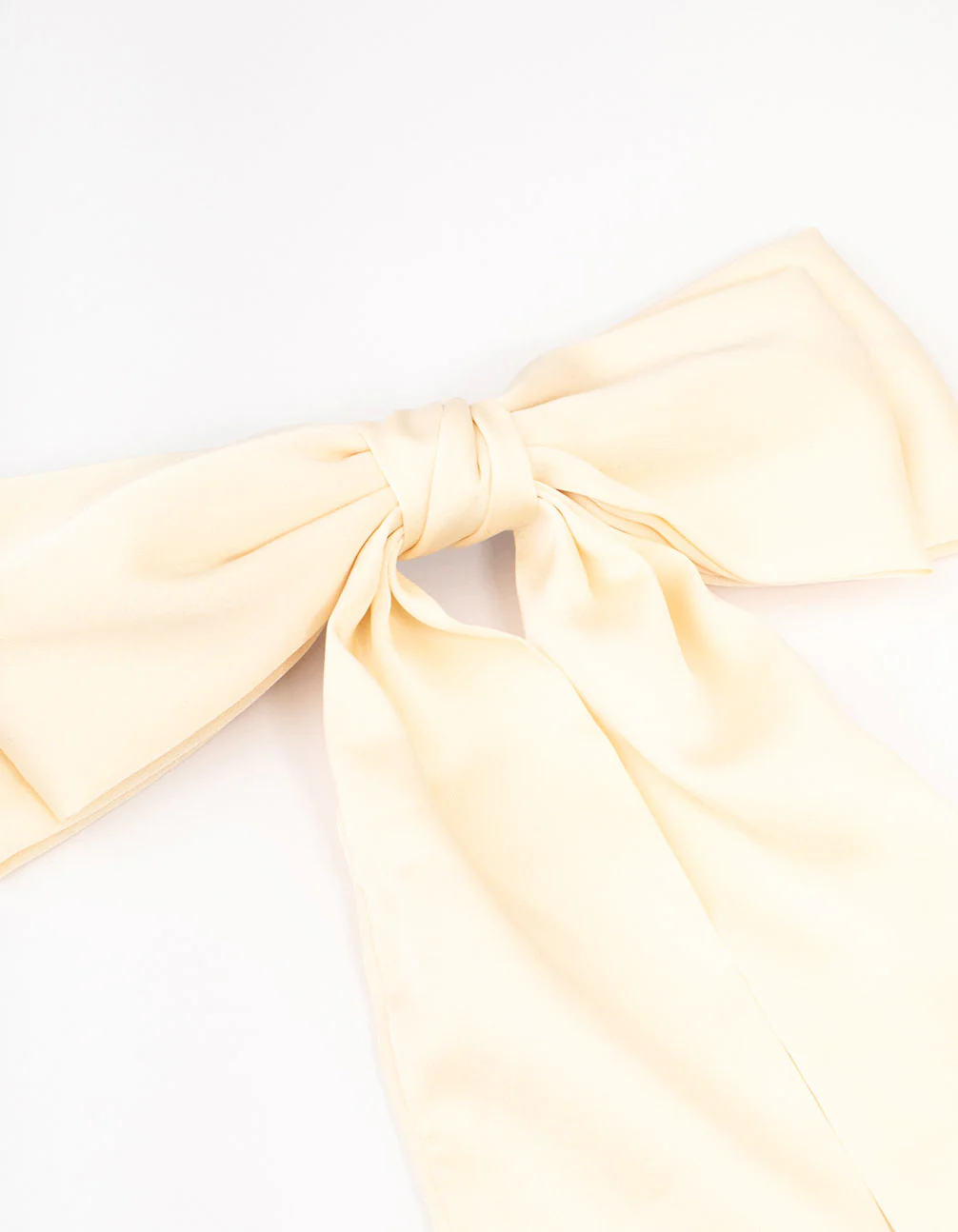 Relaxed Cream Fabric Long Bow Clip - Image 2