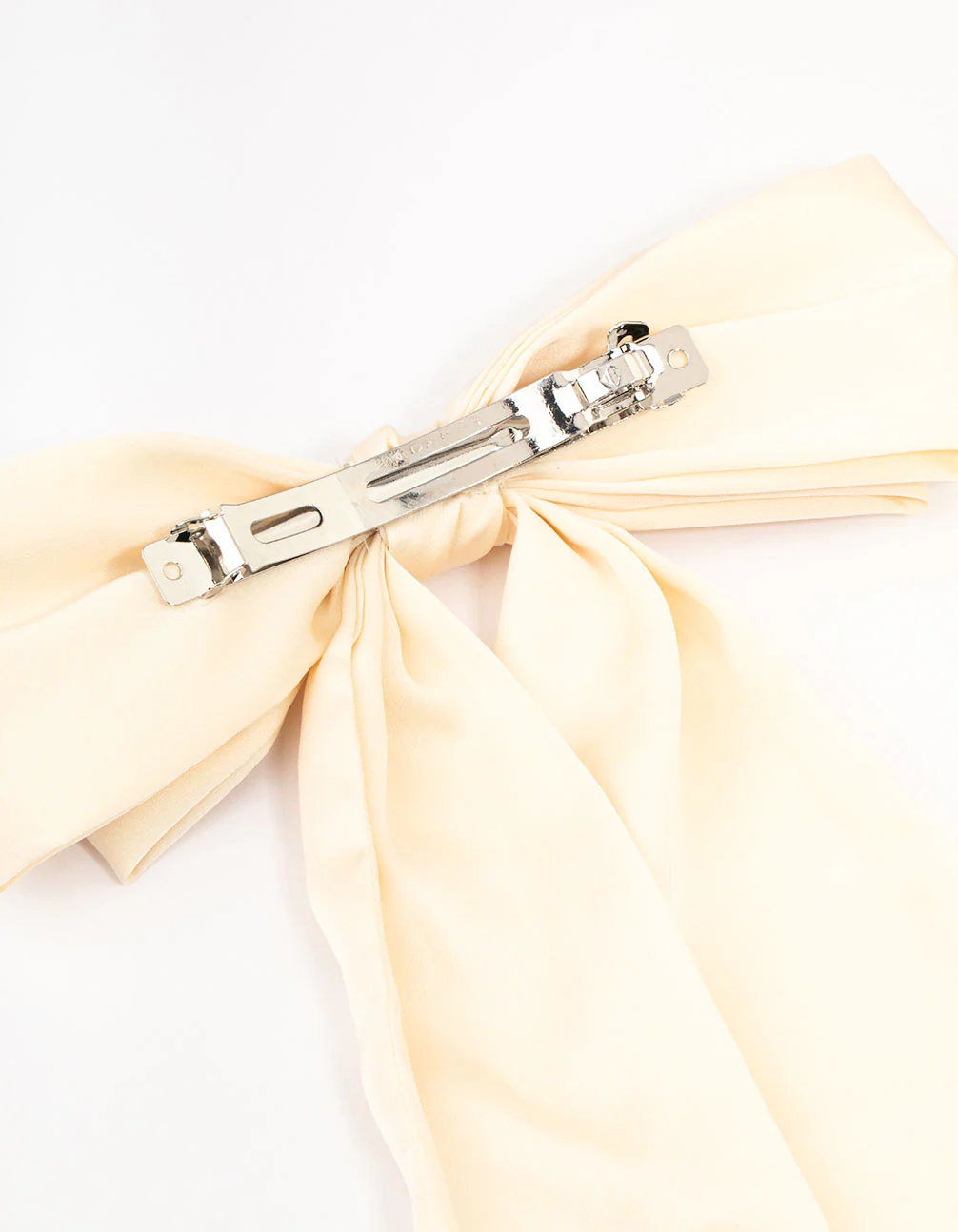 Relaxed Cream Fabric Long Bow Clip - Image 3