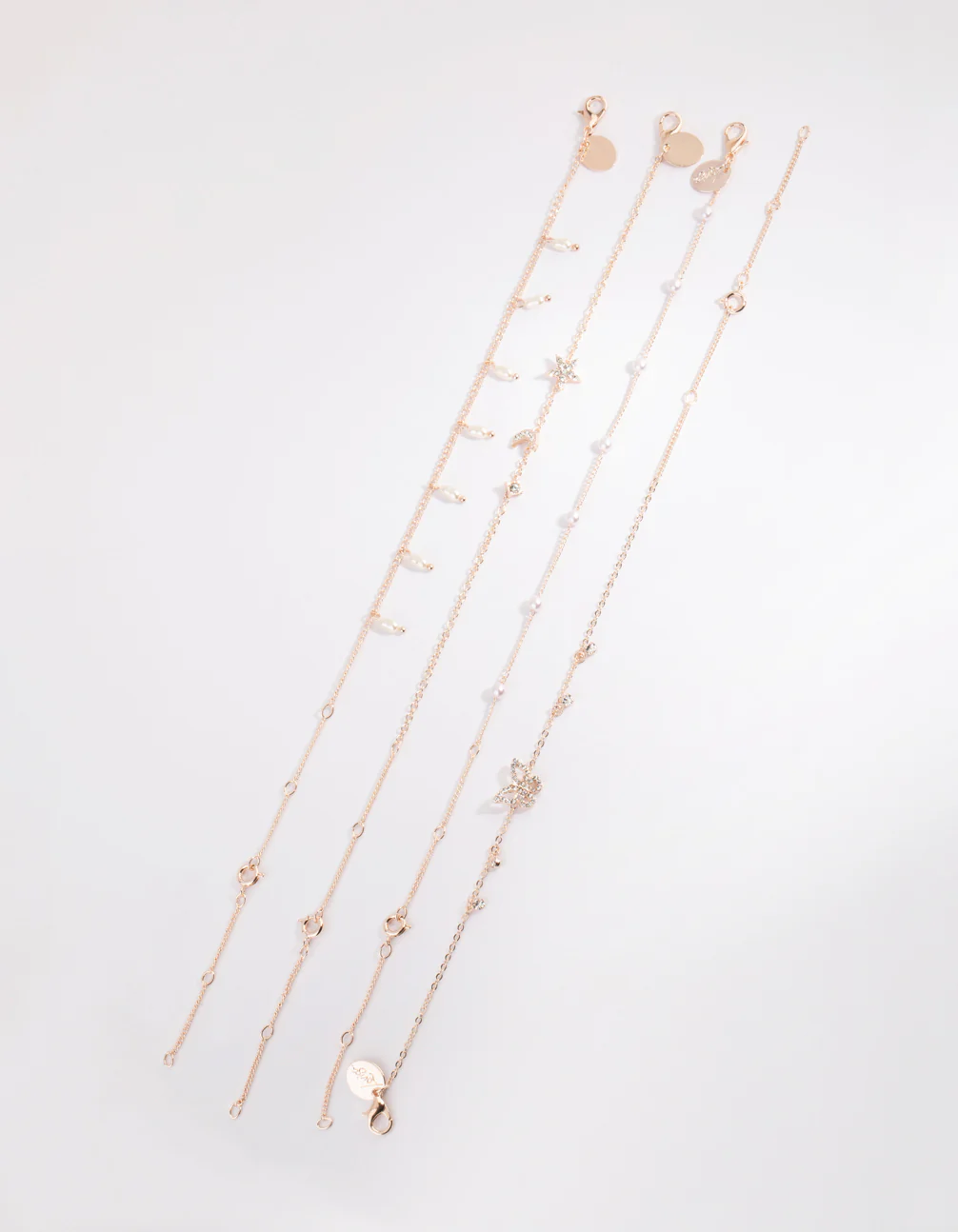 Rose Gold Butterfly Jingle Bracelet & Anklet Set - Image 2