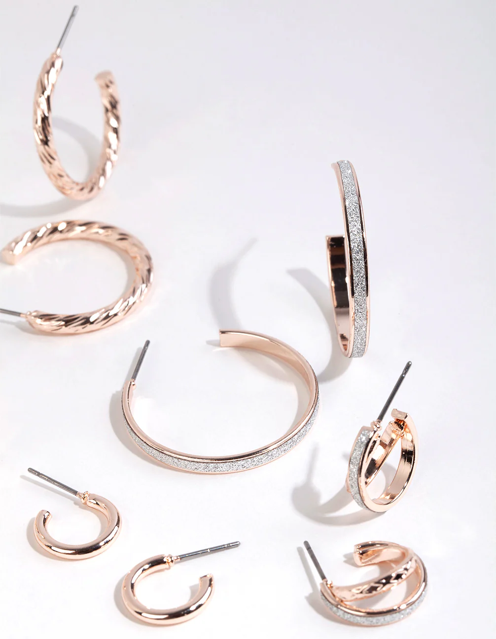 Rose Gold Glitter Paper Earring 6-Pack - Image 2