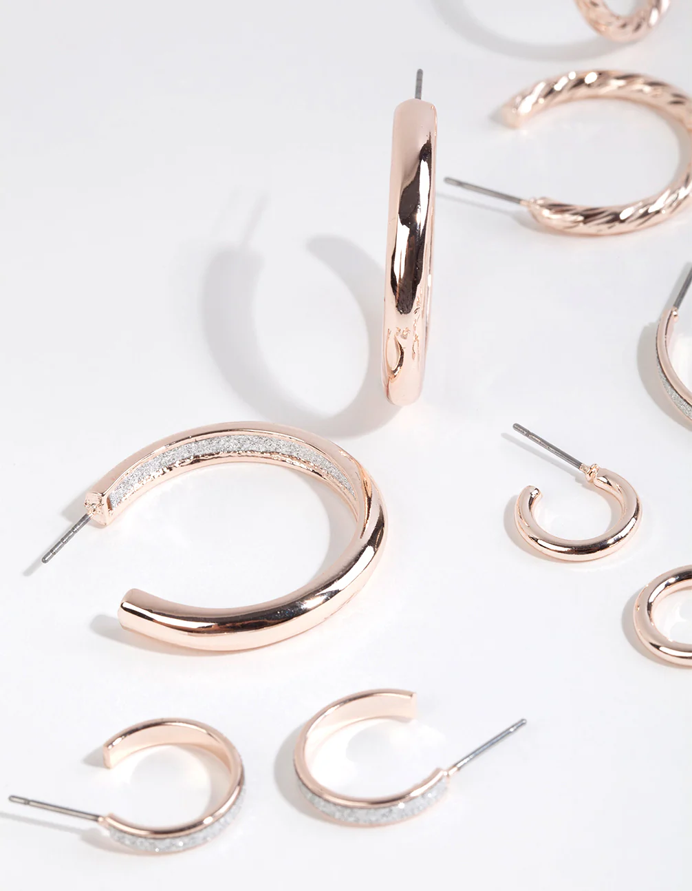 Rose Gold Glitter Paper Earring 6-Pack - Image 3