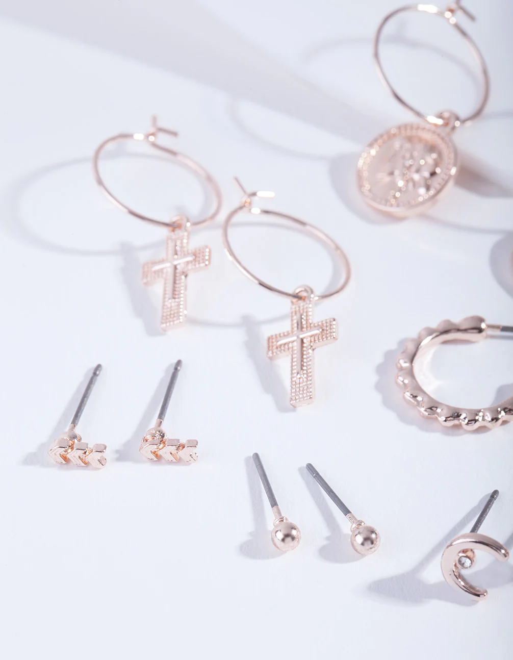 Rose Gold Medallion Mix Earring 6-Pack - Image 2