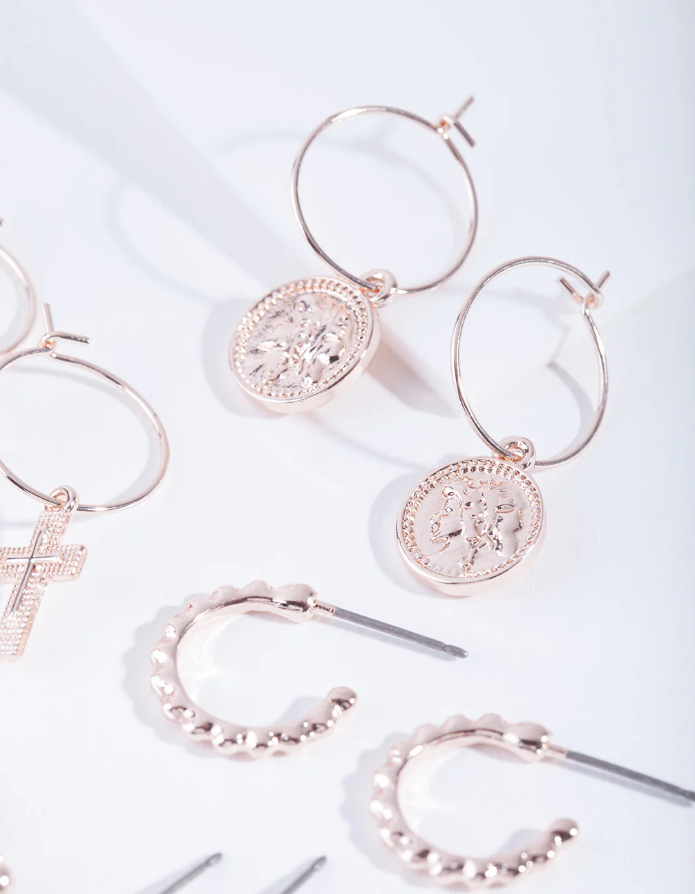 Rose Gold Medallion Mix Earring 6-Pack - Image 3
