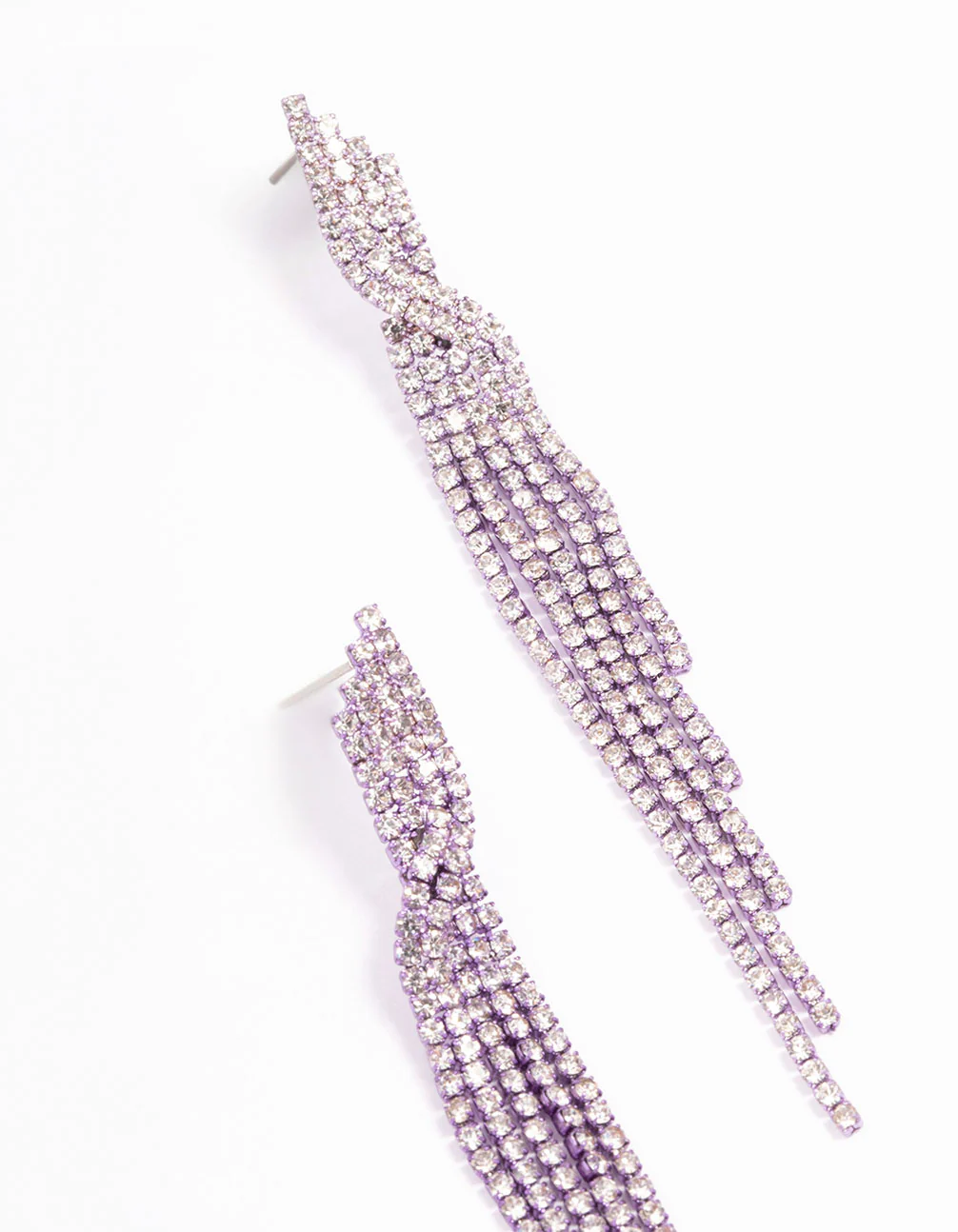 Lilac Layered Strand Twisted Drop Earrings - Image 3